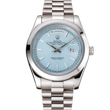 Aaa replica watch Day Rolex Dial Case Bracelet Blue Steel Ice And Date Stainless 40 0702